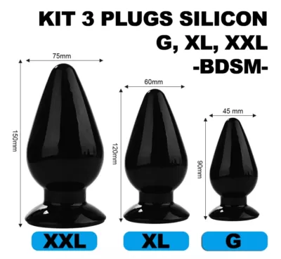 kit 3 plugs anales muy grandes silicon