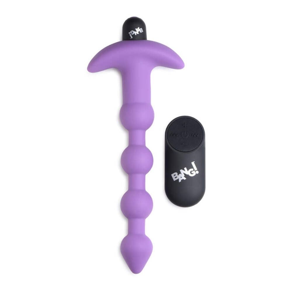 Bang! Vibrating Silicone Anal Beads & Remote Control - Purple