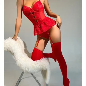 Body de Encaje Sexy con Liguero